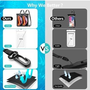 Newppon Waterproof Cell Phone Pouch : 2 Pack Water Proof Dry Bag Case with Neck
